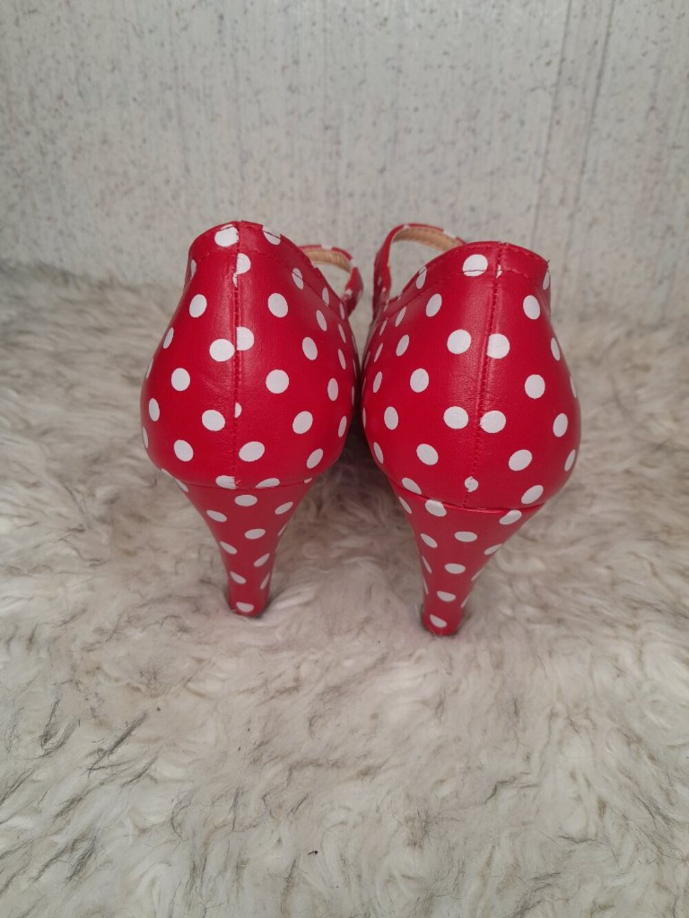 NWOT J Adams Pixie Polka Dot Mary Jane Pumps Rockabilly Pin-up Flamenco Size 8 - Picture 4 of 8